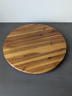 Lipper International Round Wooden Acacia Lazy Susan Serving Board Brown 17.75"